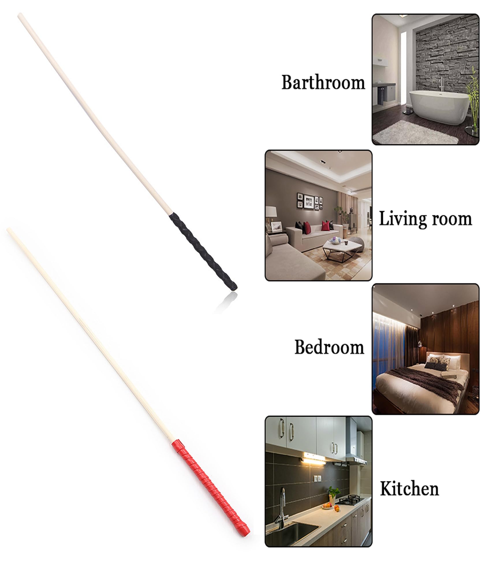 JINGHUA3 Látigo Flogger Látigo de Madera Dura Hilos de Ratán Fustas de Montar 60 cm Látigos de Coqueteo Fetiche Erótico Nalgadas Juego de Rol Esclavo SM Bondage BDSM Juguete Sexual (Negro) (Color : S