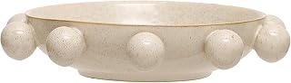 Bloomingville 9.75-Inch Cream Stoneware Bowl with Reactive Glaze & Orbs - Farmhouse Decorative Serving Bowl
