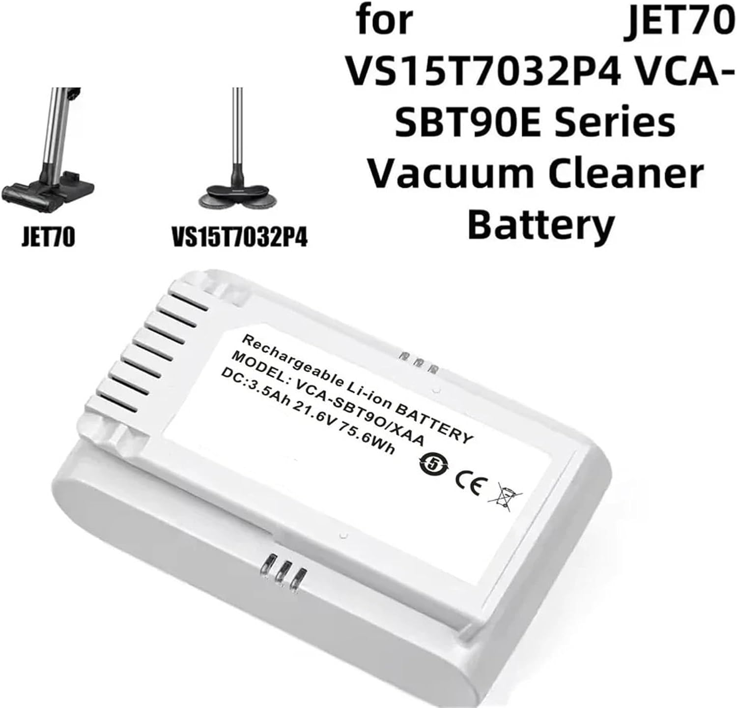 21.6V Vacuum Cleaner Replacement Battery，Compatible For Samsung，Jet 70 VCA-SBT90E VS15T7032P4(2600mAh 1pcs)