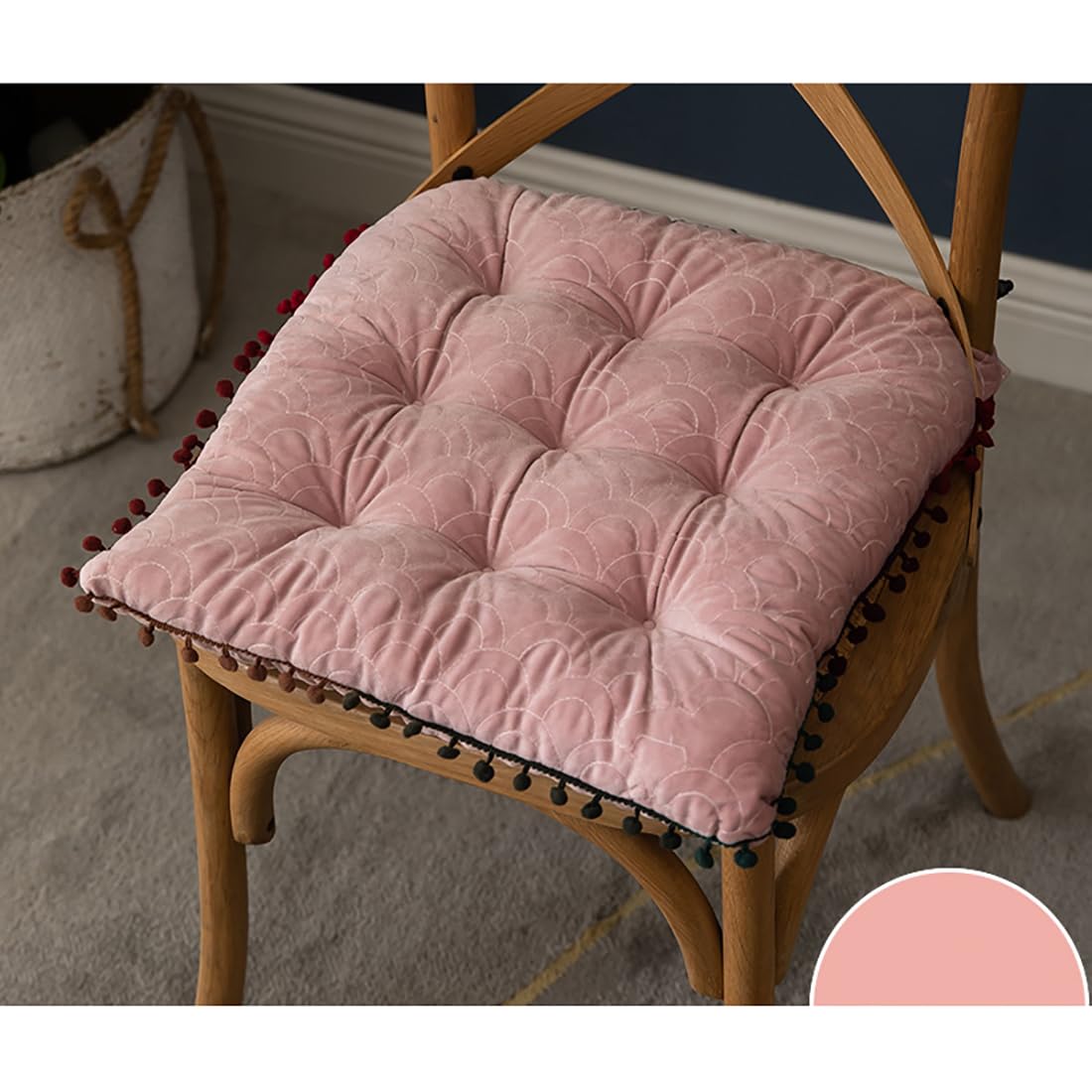 VHJdtE Seat Cushion, Nordic Style|Cozy Thin Fleece Fabric Seat Pads|Stylish Upholstered Sofa Backrest Pillow(Square-pink)