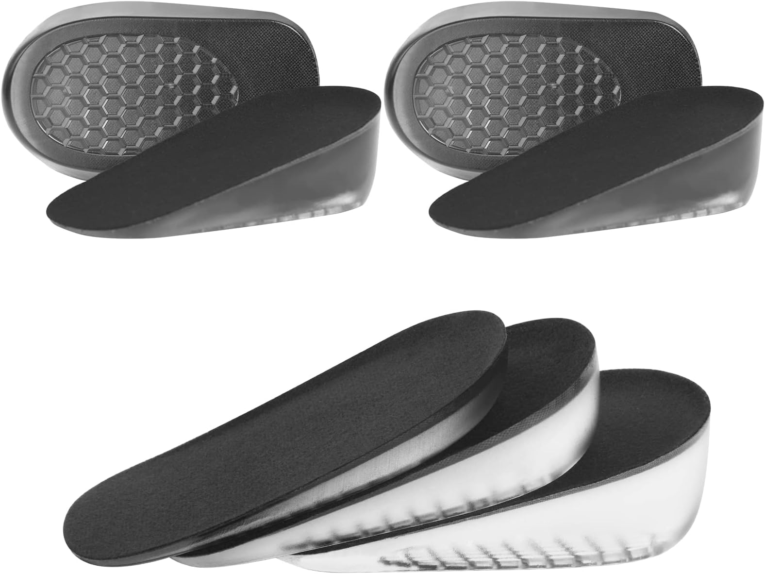 URAQT Gel Height Increase Insole, 2 Pairs Invisible Heel Lift Inserts, Elastic Shock Absorption Heel Cushion Pads Half Increased Heel Shoe Lifts, Elevator Shoe Insoles for Men and Women