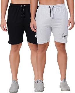LEELOUIS Men's Premium Cotton Shorts | Dual Side Zipper Pockets | Pack of 2 Price In India