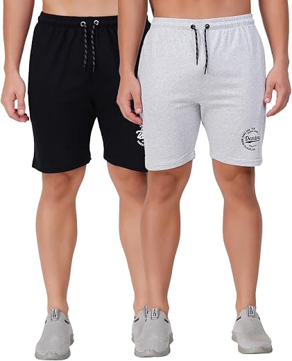LEELOUIS Men's Premium Cotton Shorts | Dual Side Zipper Pockets | Pack of 2