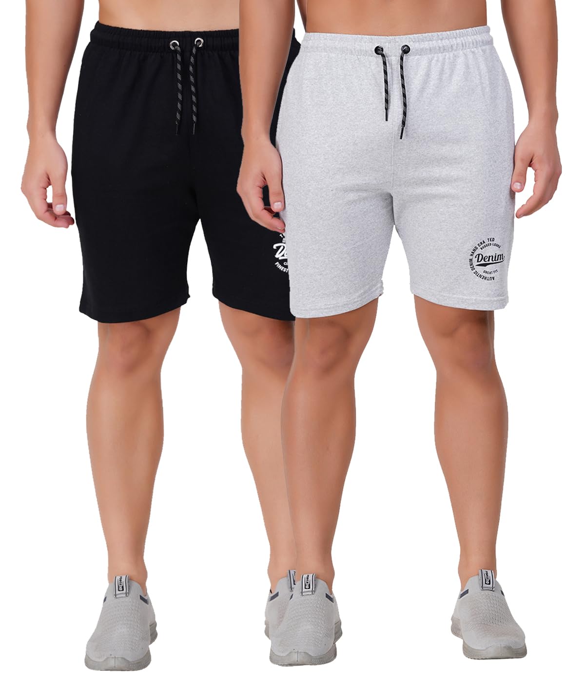 LEELOUIS Men's Premium Cotton Shorts | Above Knees | 2 Side Zipeer Pockets with Rope | Pack of 2-picture-14