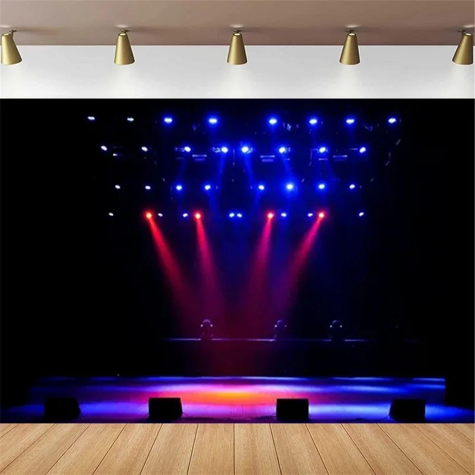Palco Riflettori Fotografia Fondale Concerto Live Banner Notte cupa Scenico Sfondo Dra tico Spettacolo Musica Poster