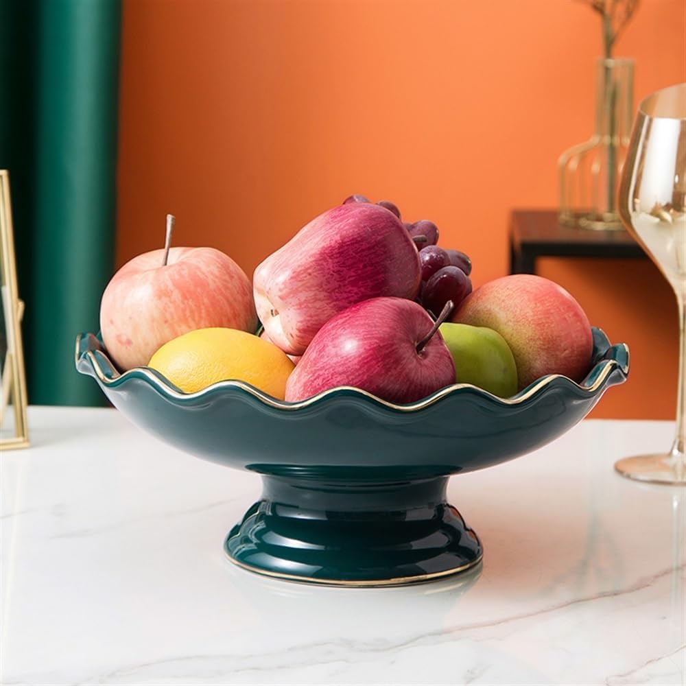 Fruit Storage Bowl Tall Legged Fruit Bowl Creative Ceramic Fruit Plate - Large Capacity Fruit Tray & Decorative Dish for Your Home Décor Fruit Holder Bowl