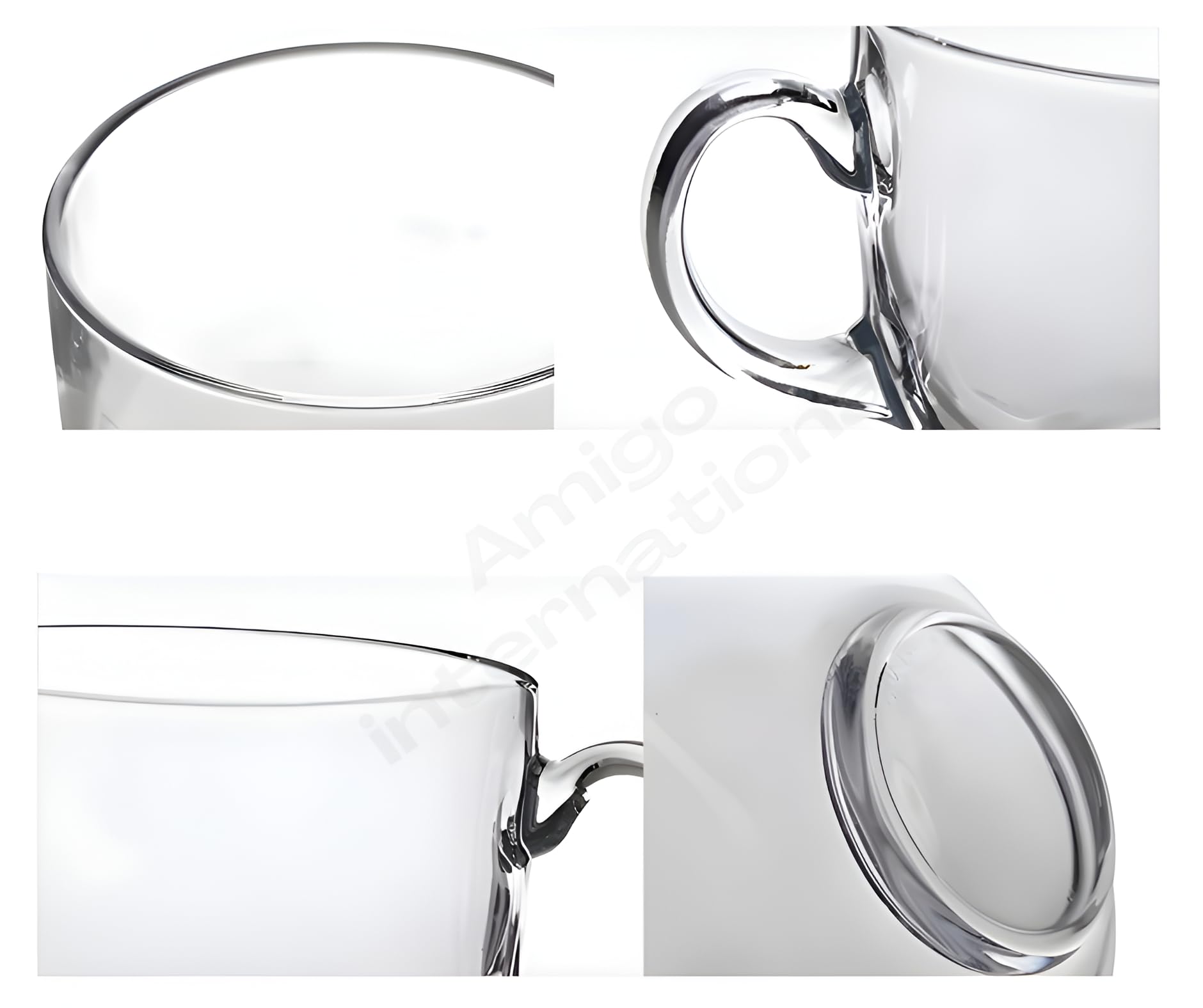 AMIGO INTERNATIONAL Glass Mug with Handle - Set Of 2, Transparent, Aqua, 480ml 1