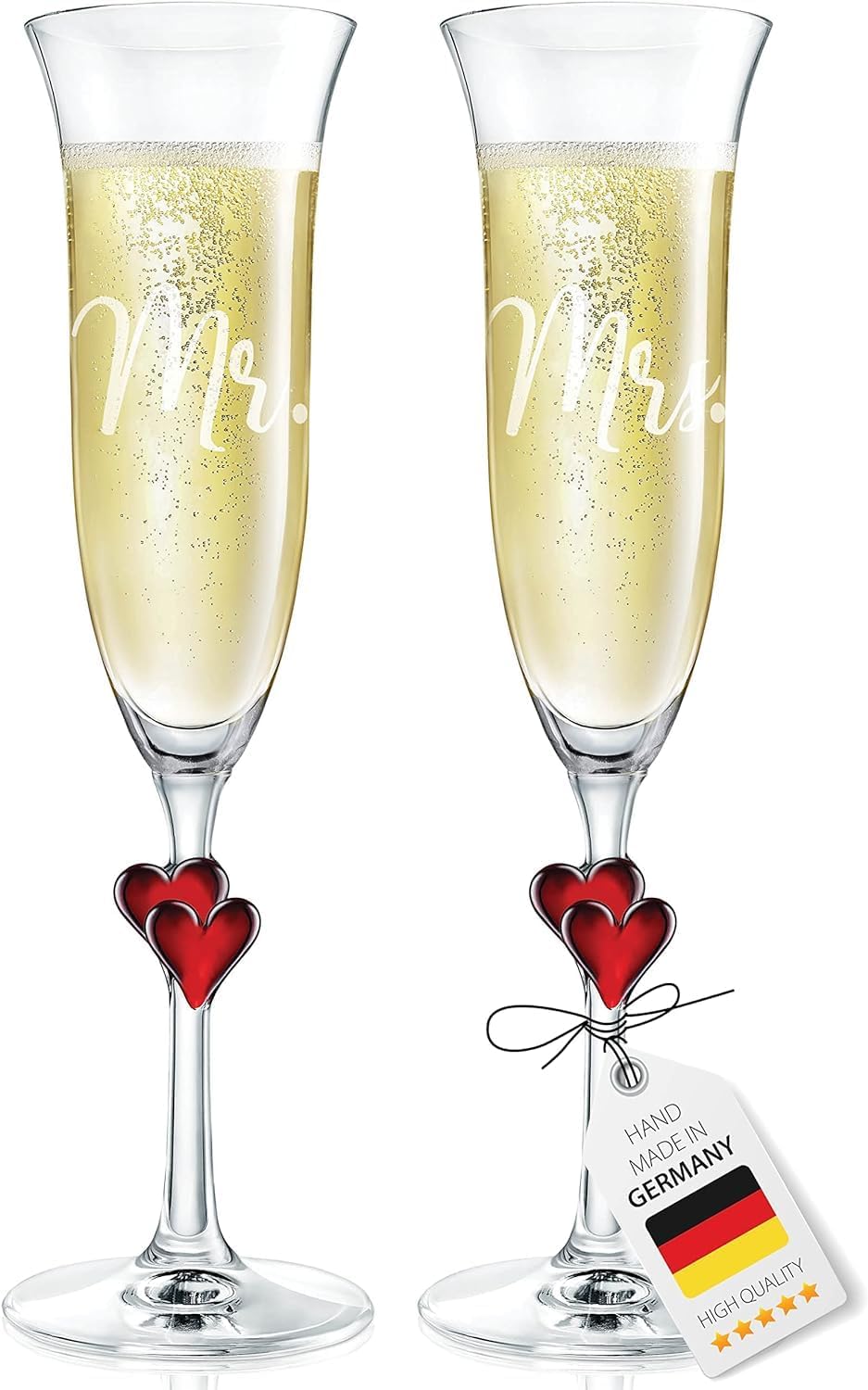 iooiluxry Wedding Champagne Flutes and Cake knife Server