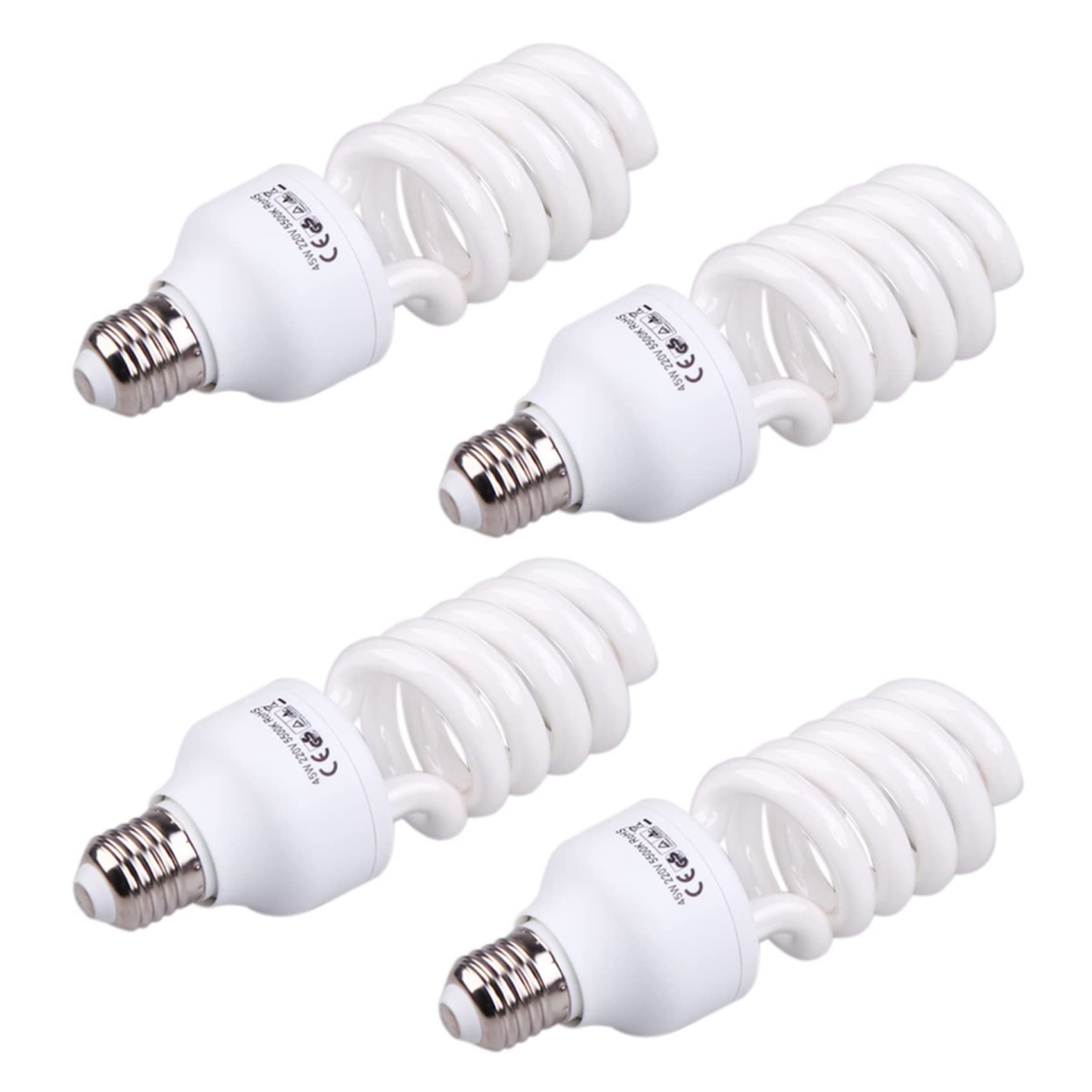 Minghunian White Light 4X Compact E27 220V 5500K 45W Photo Studio Bulb Video Photography Daylight Light Lamp White