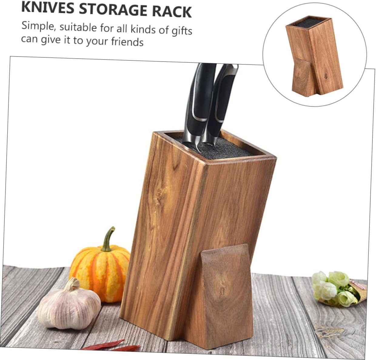 PRETYZOOM 1pc Knife Storage Rack Kitchen Organizer Magnetic Strip Holder Organizer Acacia Wood Holder