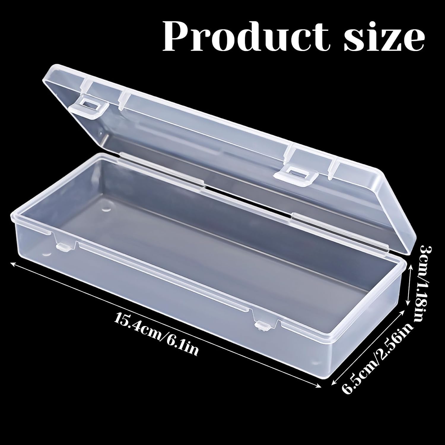 12 Pack 6 Inch Plastic Storage Boxes, Small Rectangle Clear Containers with Hinged Lids for Beads, Jewelry, Game Pieces, Crafts 6.1 x 2.56 x 1.18 Inch
