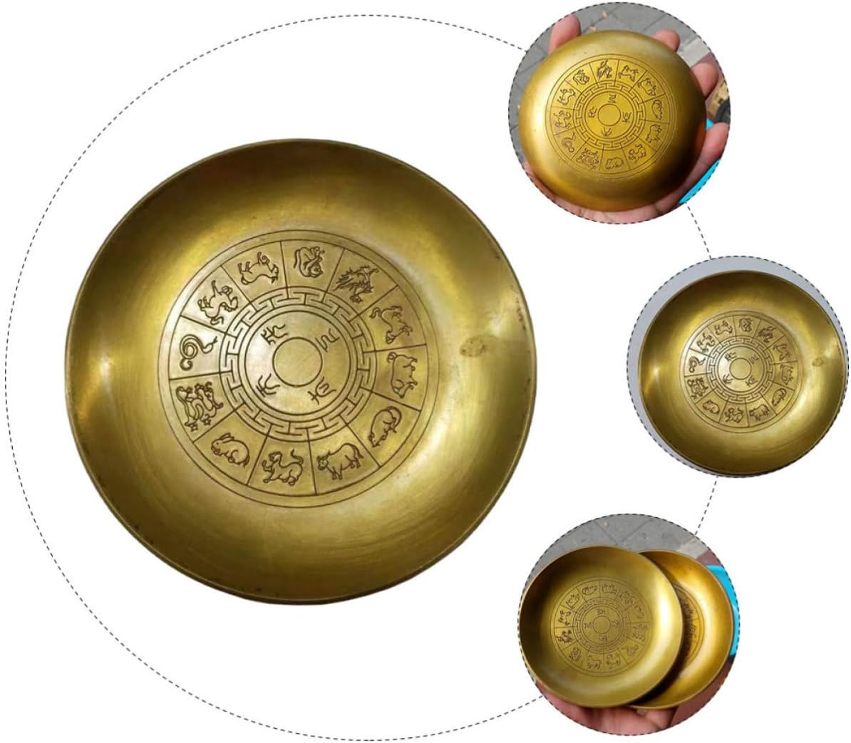 Copper Ink Brush Washer Creative Zodiac Craft Design, Practical Ink Water Dish Made of Elegant Golden Copper, for Chinese Japanese Calligraphy and Painting Supplies