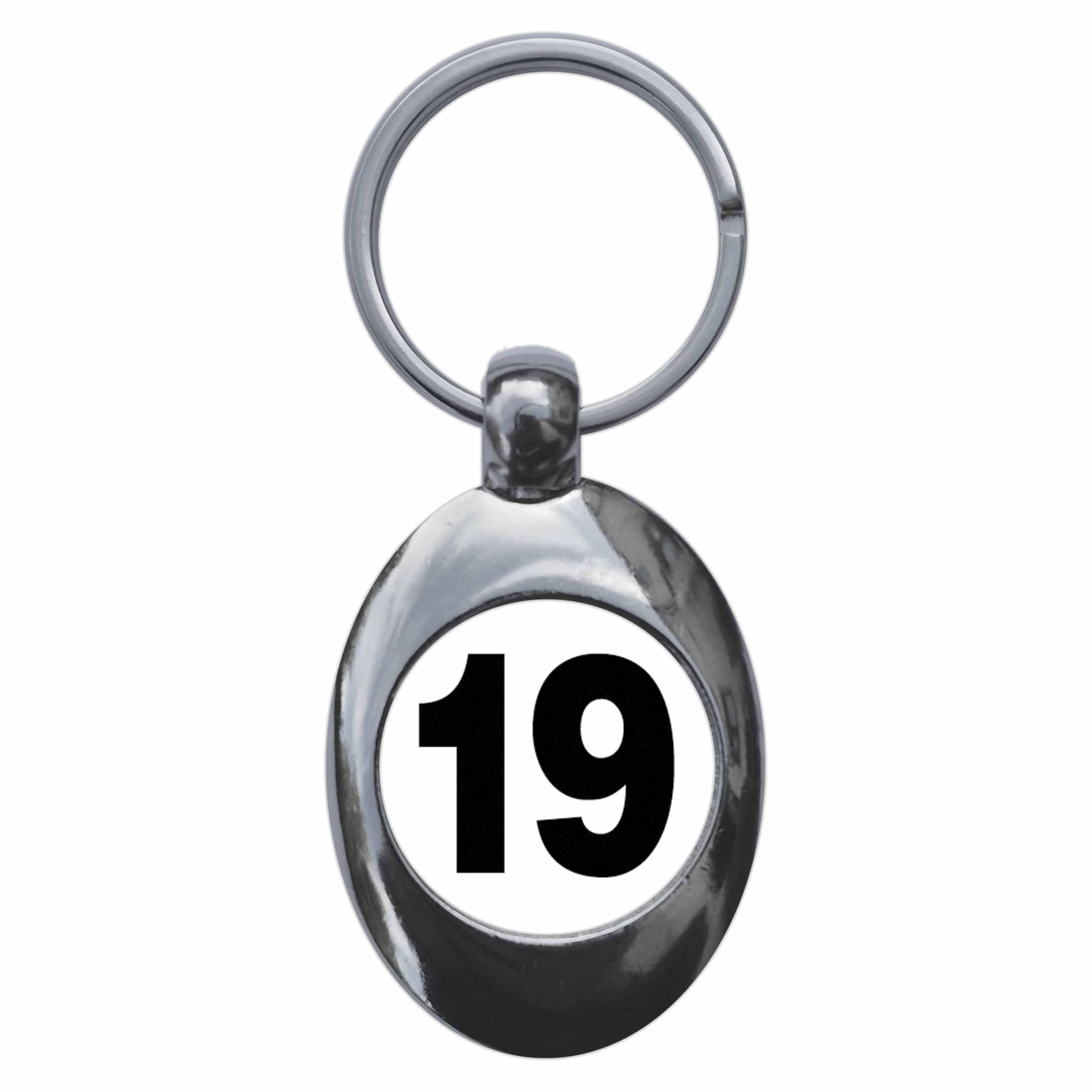 Ozorath Plain Number 19 Nineteen Keyring Keychain Key Ring Chain With Trolley Coin