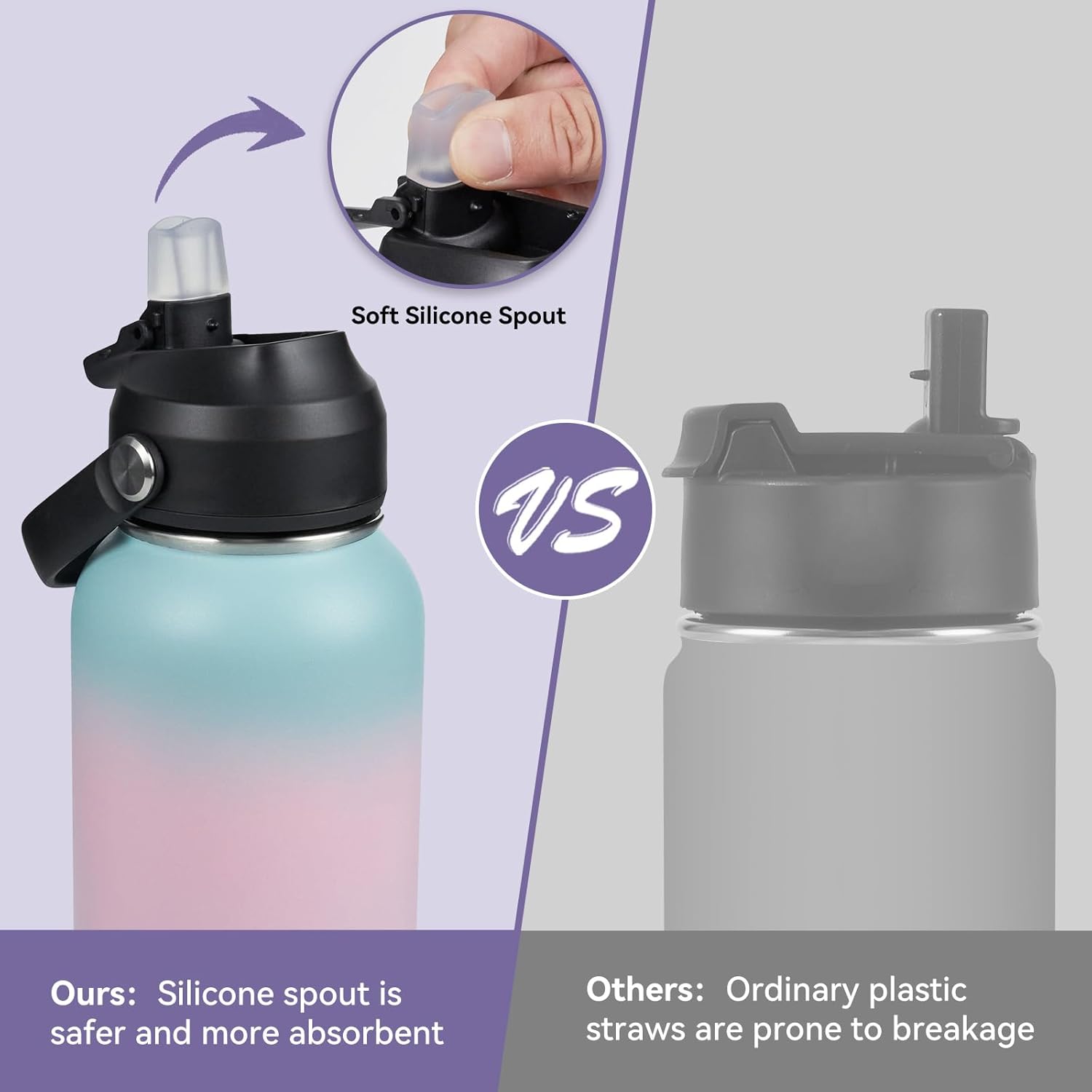 32oz Insulated Stainless Steel Water Bottle, Wide Mouth Double Wall Vacuum, Silicone Straw, Sweat & Leak Proof, BPA Free Insulated Water Flask for Travel, Keep Cold 24h Hot 12h, Pink - Image 4