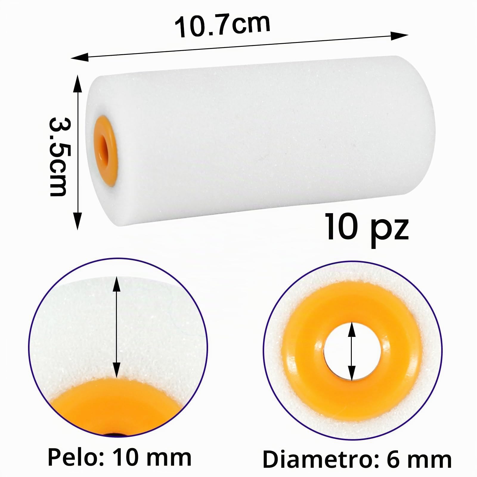 Rullo di vernice piccolo 10 cm, 10 pezzi per pittura da parete con rullo di vernice, rotolo di vernice per vernice, rotolo di schiuma ad alta densità, per pittura e mobili