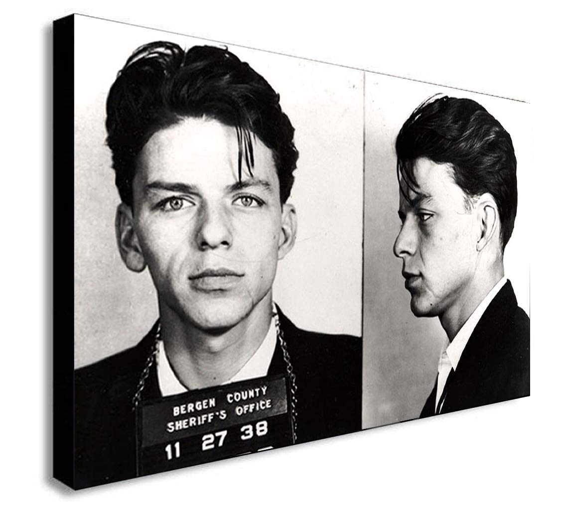 Fab Frank Sinatra Police Mugshot - Canvas Framed Wall Art Print - Various Sizes (A4 12X8 Inches)