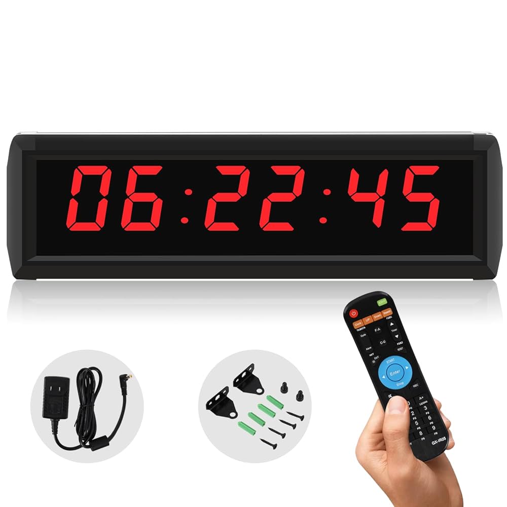 Amazon | Huanyu LEDタイマー 12/24時間時計 1.8インチ 5段輝度