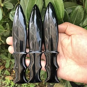 Amazon.co.jp: 結晶 天然黒曜石ナイフクリスタル保護石彫刻短剣