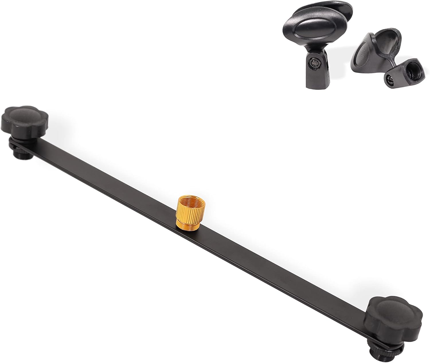 ILENAR Microphone T Bar - Holds 2 Mics or Boom Arms - Standard 5/8" - Universal Adapter Mount for Dynamic or Condenser, Adjustable - Live Performance or Studio Recording - Complete with 2 Clips : Musical Instruments