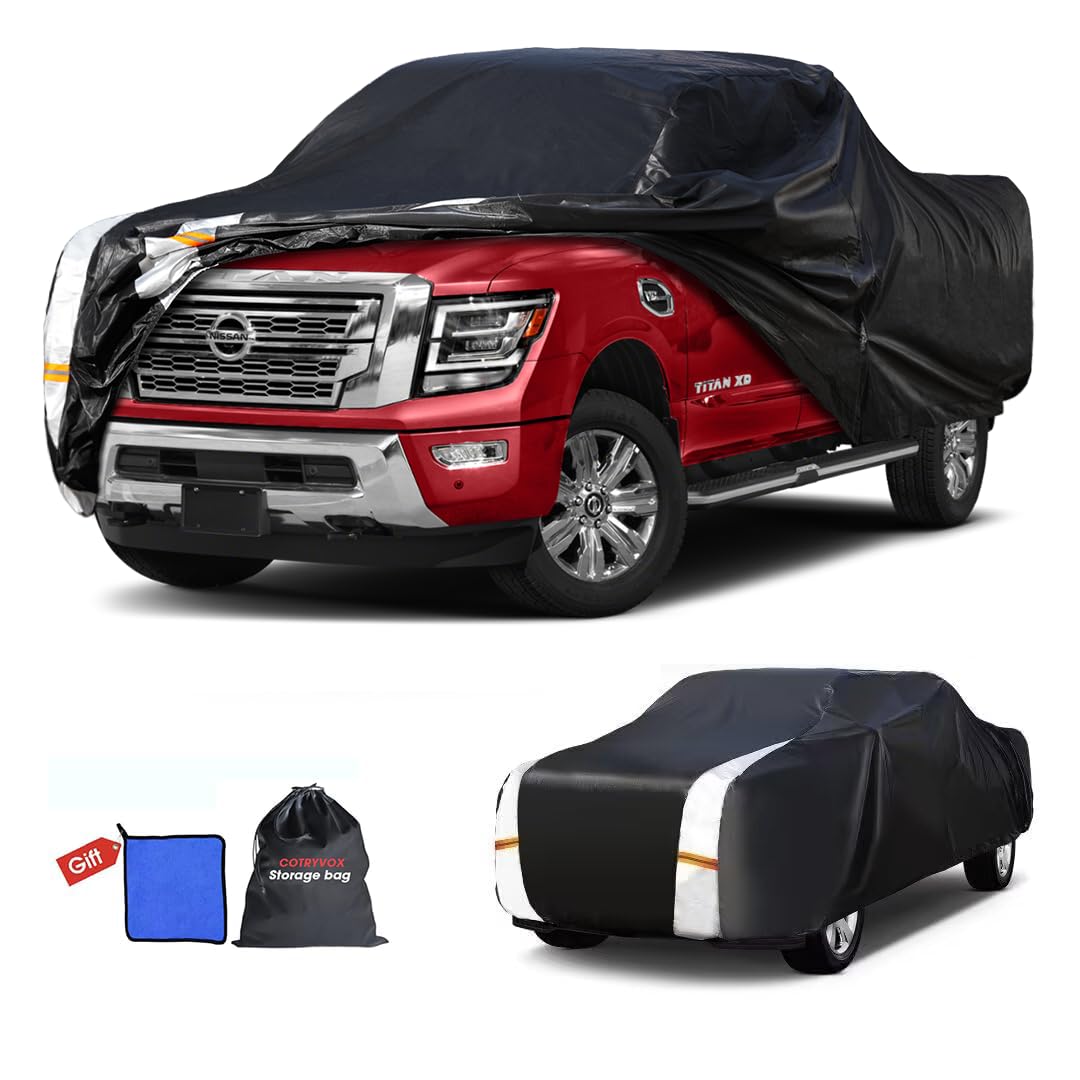 Nissan Titan XD Truck Cover Custom Fit 2016-2026 Crew Cab Short Bed(6.6') with Door Zipper, 12 Layers Outdoor Heavy Pickup Truck Cover Waterproof All
