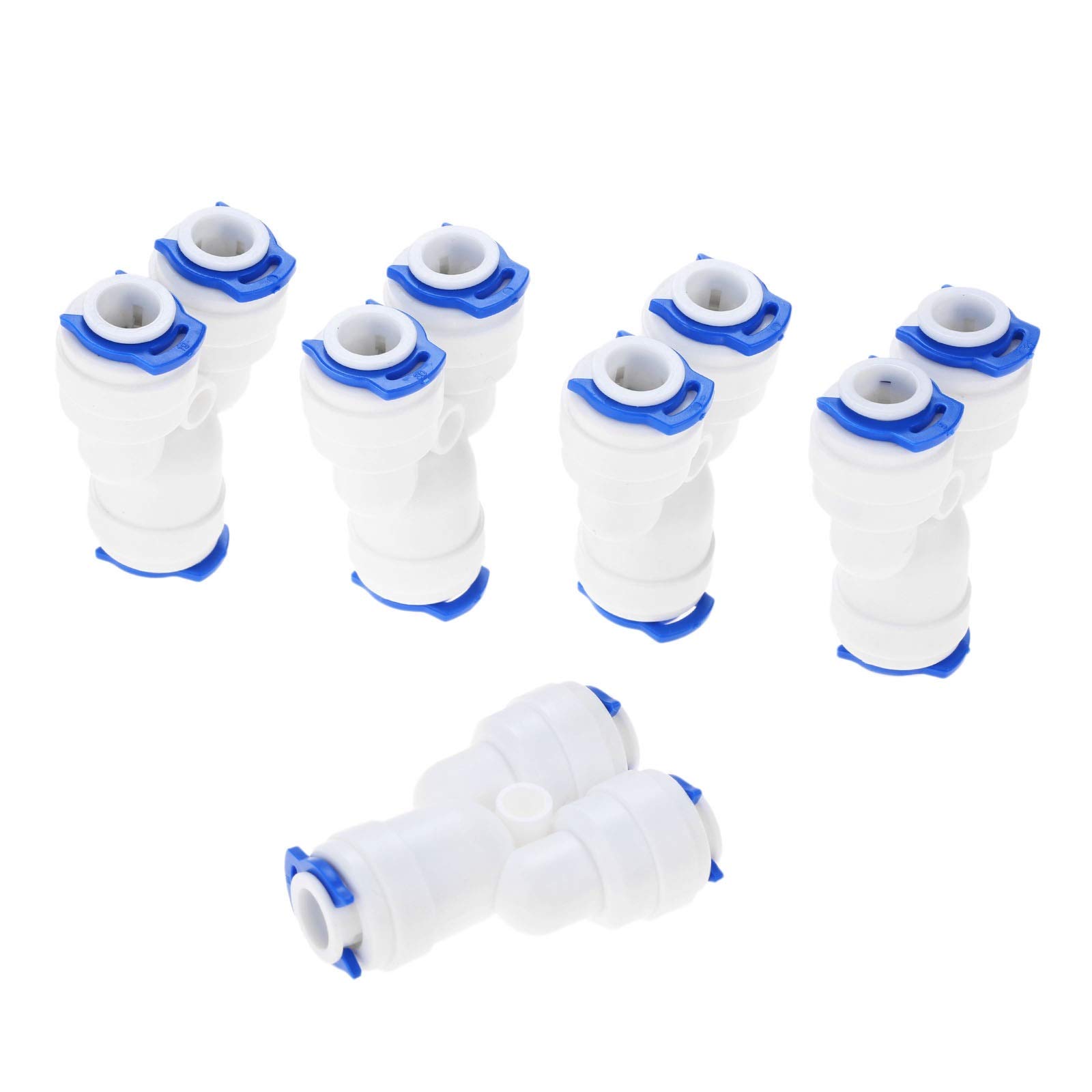 Conexión rápida for Manguera de jardín, 5 Piezas, 1/4 ", 6,35 mm, Tubo Agua, Conector Acoplamiento plástico, ósmosis inversa 3 vías