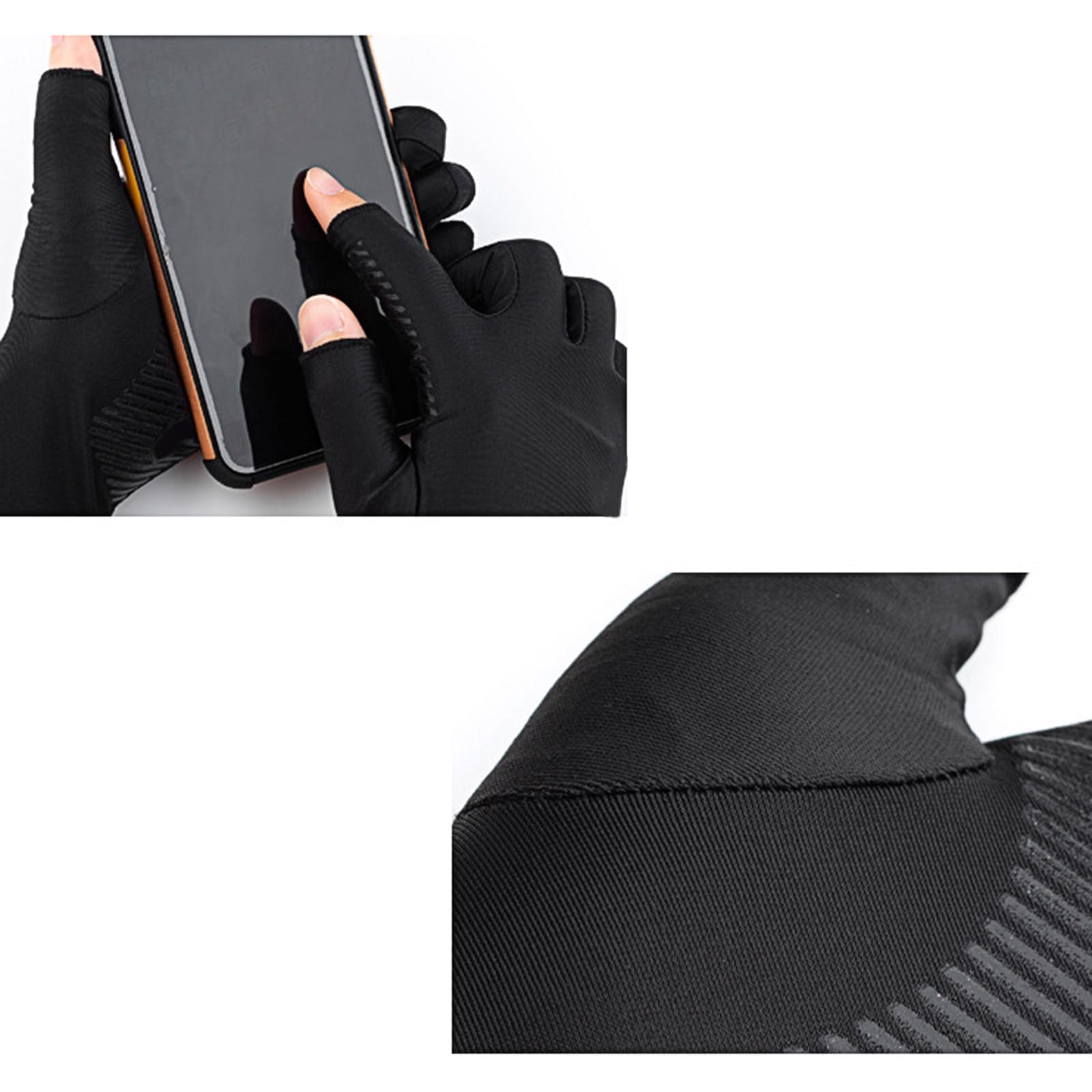 PATIKIL Gants Pêche Sans Doigts - 1 Paire Maille Respirante, Anti-UV, Antidérapant, Pour Kayak, Cyclisme, Jardinage (Taille L, Noir/Vert)