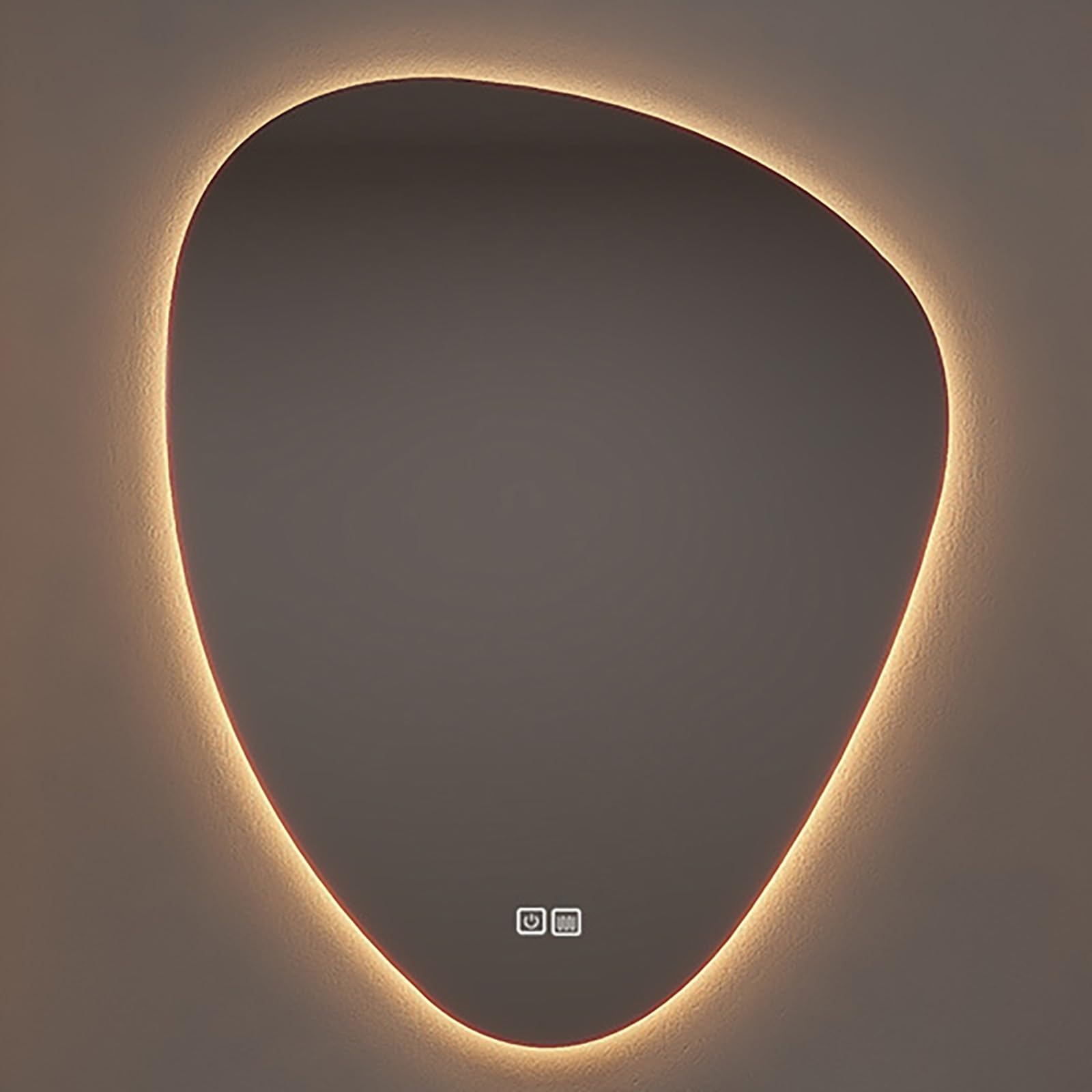 FGXHHS Smart LED Asymmetrical Teardrop Irregular Decorative Vanity Mirror with Anti-Fog & 3 Colour Lighting Modes, 50x70cm Wall Mounted for Makeup Home Decor