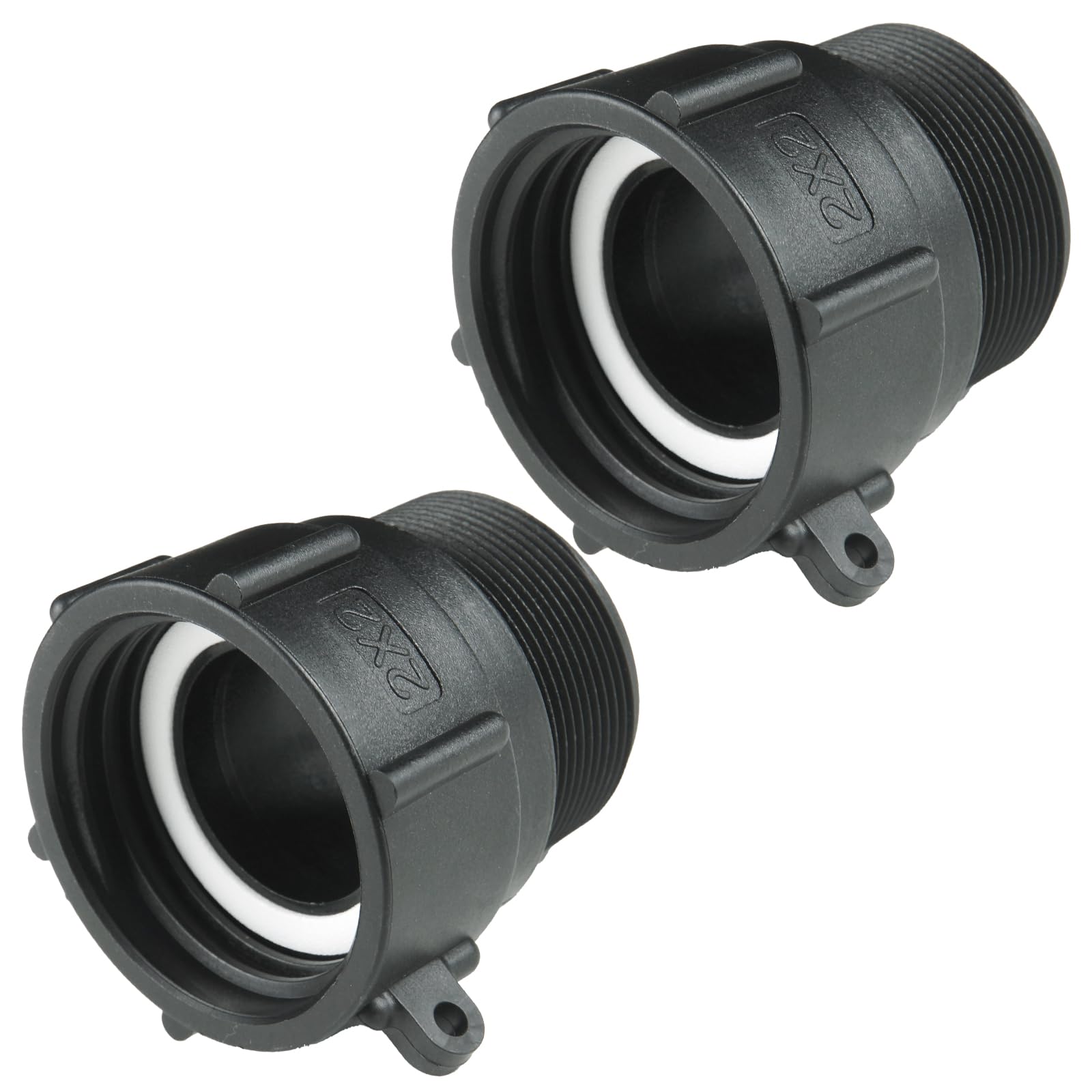 IBC - Adaptador de accesorios de mano hembra de 2 pulgadas x rosca de tubo NPT macho de 2 pulgadas, conector de tanque de agua de 275 galones con junta resistente de grado alimenticio (paquete de 2)