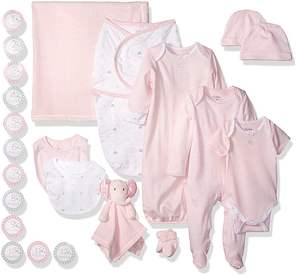 Sterling Baby by Girls' 12 Piece Layette Boxed Gift Set for, pink 0/3 Months 0/3 Months: Clothing