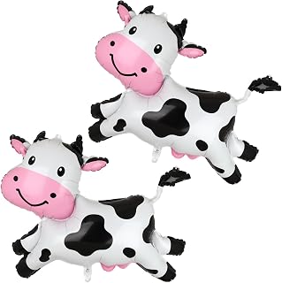 Cow Balloons Cow Shape Mylar Balloon Baby Shower Girl One 1st 2nd Birthday Barnyard Farm Animal Cowgirl Theme Party Decor Supplies 2 Pcs Big Large