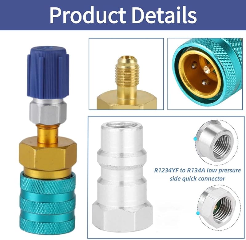 KIMISS R1234YF R134A alacsony nyomású gyorscsatlakozós adapter gépjármű klímához nehéz alumínium ötvözet
