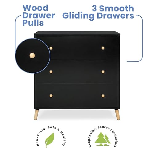 Miniatura 5 de Delta Children Essex - Cómoda de 3 cajones con cajones entrelazados, color ébanonatural