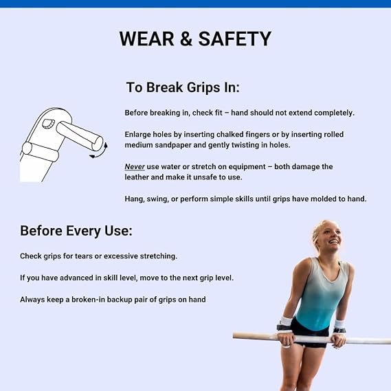 Gibson Athletic Summit Uneven Bar Gymnastic Grips for Girls, Durable Leather Grip with Double Buckle Straps for Secure Grip, Hand Grips for Early Competitor Gymnasts - Made In USA