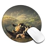 Mouse Pad Rhino Animal Round Mousepad with Non-Slip Rubber Base and Stitched Edge Mouse Mat for Wireless Computer Laptop Office Desk Accessories 8 X 8 Inches