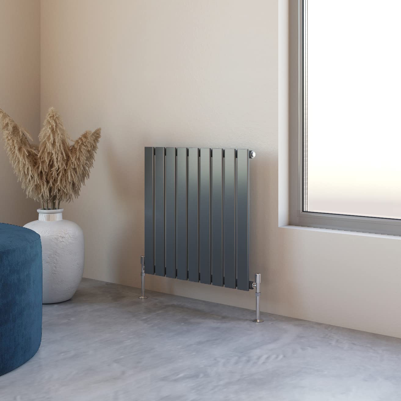 Flat Panel Radiator 600x612mm Horizontal Design Single Tall Upright Anthracite Central Heating Rad