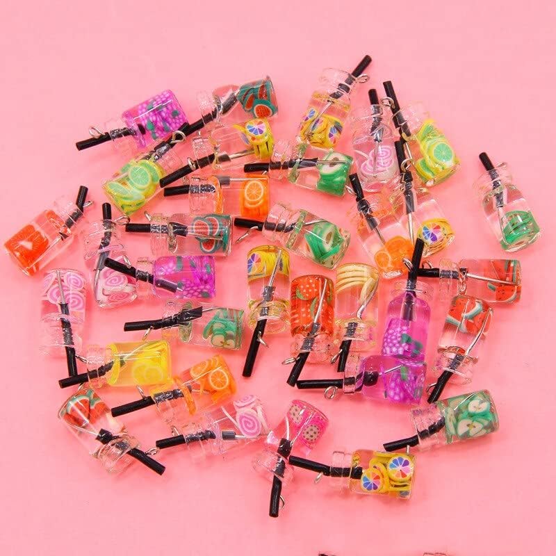 Kwaii Nail Charms 3D Transparent Glass Sweet Candy Drink Bottle Resin Pendants for Nail Art Decoration Rhinestone Accessories - (Color: Nfy-675)