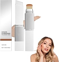 Korean Color Changing Base Stick,Color Changing Makeup Base Stick with Brush Head,Coverage Foundation Makeup For All Skin Types (Dark Skin Color)
