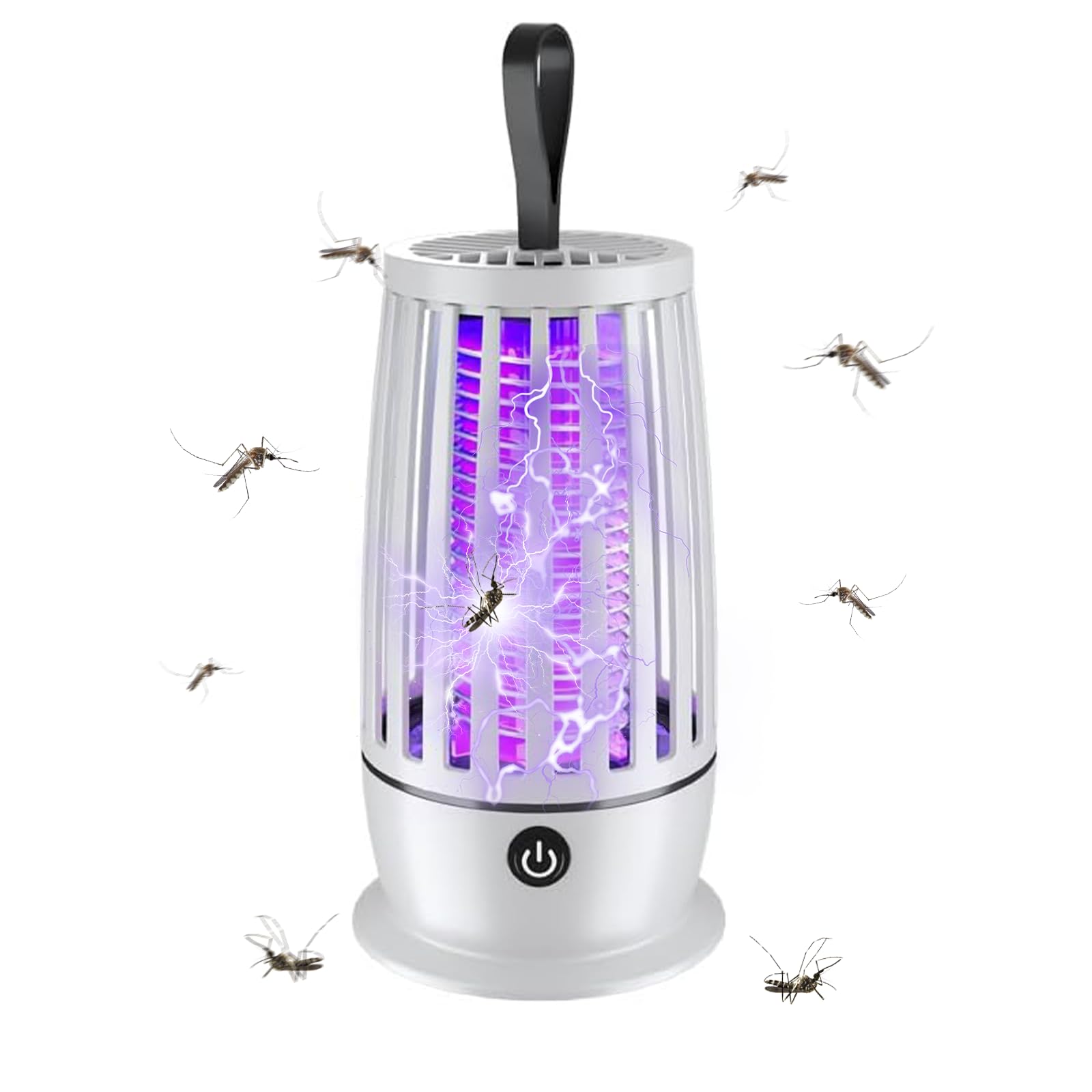 Electric Bug Zapper,Portable Insect Pest Fly Killer,2 Light Modes, USB Charging，360° Mosquito Killer Lamp For Camping, Outdoor, Travel, Living Room, Bedroom, Kitchen, Backyard (White)