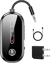 Bluetooth 5.4 Airplane Adapter - 2 in 1 TV Transmitter Receiver for TV, Bluetooth AUX Adapter to 2 Air-Pods, Bluetooth Splitter with Extra Dual 3.5mm Auxiliary Adapter
