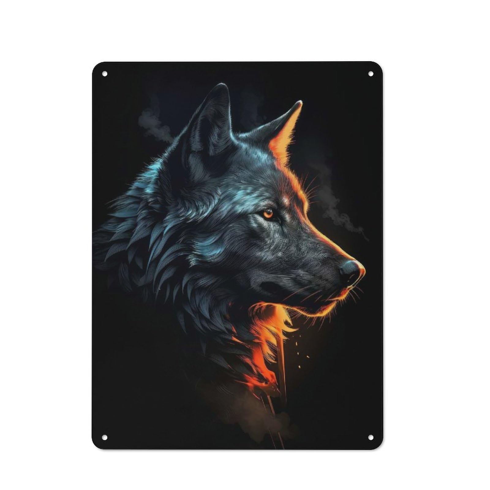 Junmoney Colorful Wolf Rustic Metal Sign 40X30cm For Kitchen Or Home Bar, Gift For Kitchen Decor Lovers During The Christmas Season