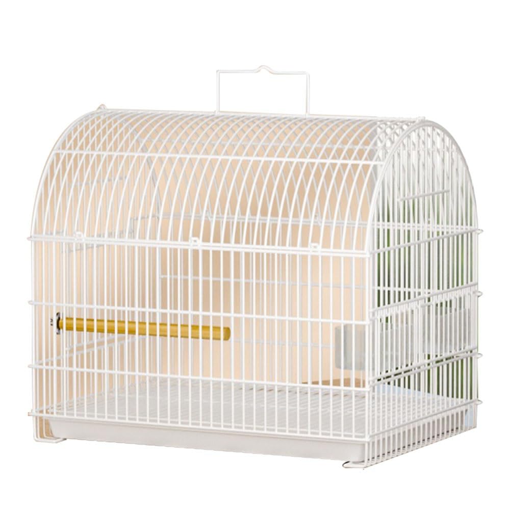 Jaula para pájaros, Jaula para Loros de Metal semicircular con asa Superior, Villa para pájaros de Exterior con cajón y Bandeja, múltiples Puertas, para Loros y cacatúas (Blanca).