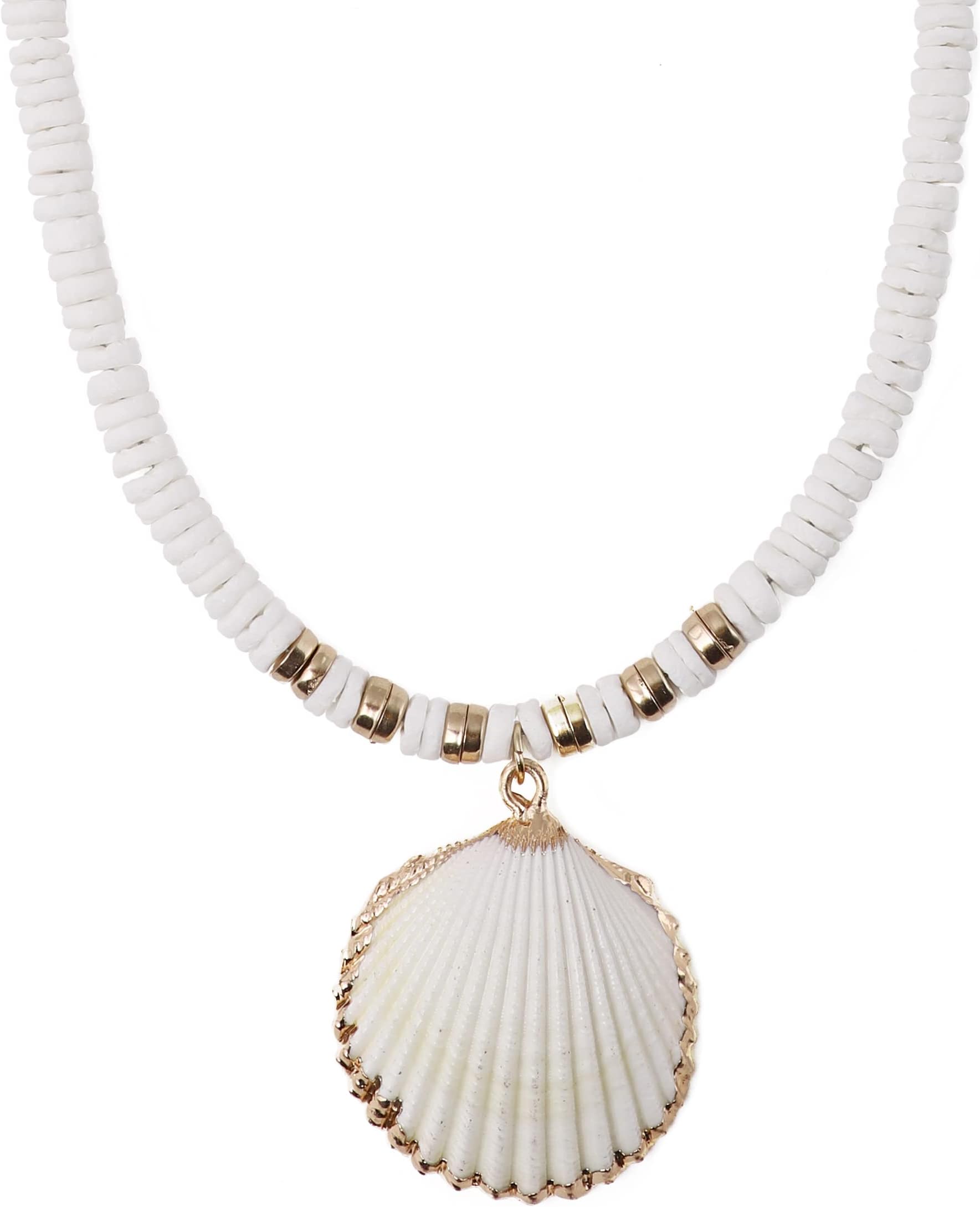 Bohemian White Seashell Necklace, Summer Beach Shell Charm Necklace Gifts for Women