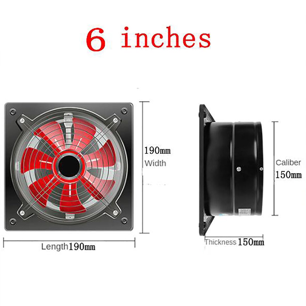 ICEMOB Ventilador Industrial,Profesional Extractor De Aire,Extractor Cocina 2800 RPM,para Hogar, Baño,Garaje,Tienda Rejillas Dextractor,Todo El Motor De Cobre,Negro,6 Inches