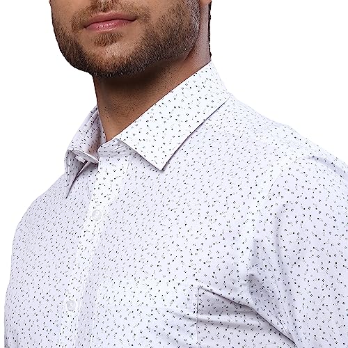 Image of Raymond Men's Pure Cotton Print Pattern Slim Fit Semi Cutaway Collar Full Sleeve Formal Shirt
