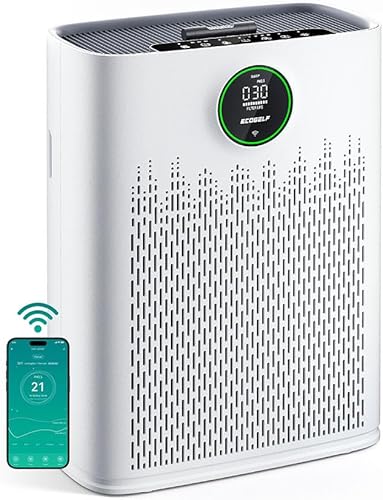 ECOSELF Smart Air Purifier for Home Large Rooms, with WiFi Control, Covers Up to 2400 Ft², Smart Mode, AQI Display, 22dB Sleep Mode & Aromatherapy with 2X-Power Filtration, HAP603WF, White - 71% off