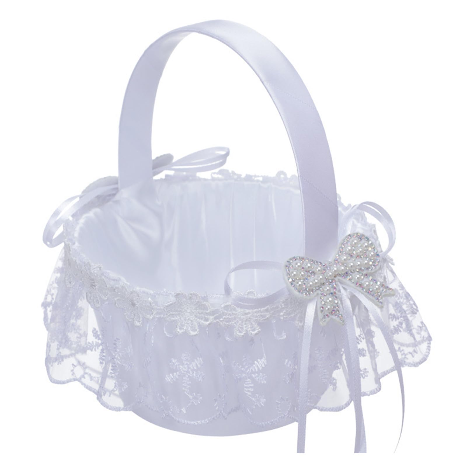 Fabric Wedding Flower Basket with Ribbon Decoration for Bridal, Party, Ceremony or Special Events Multipurpose Event Flower Basket
