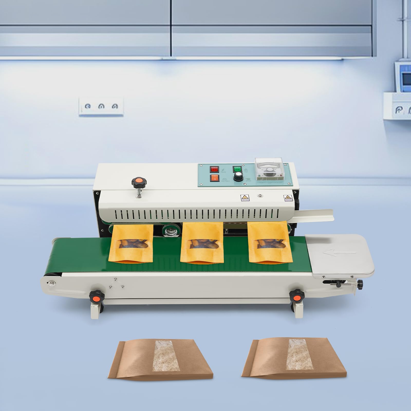 Folienschweißgerät Siegelmaschine Versiegelungsmaschine Heißsiegelgerät kontinuierliche Verschweißmaschine luftdichter Tütenverschluss beutelverschlussgerät 500W 88x41x37cm