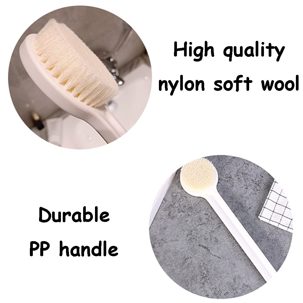 Cepillo para la Piel Cepillo de baño Blanco Simple, Cepillo para Frotar la Espalda con Mango Largo Antideslizante, Las Personas Mayores limpian Sus cuerpos con Facilidad