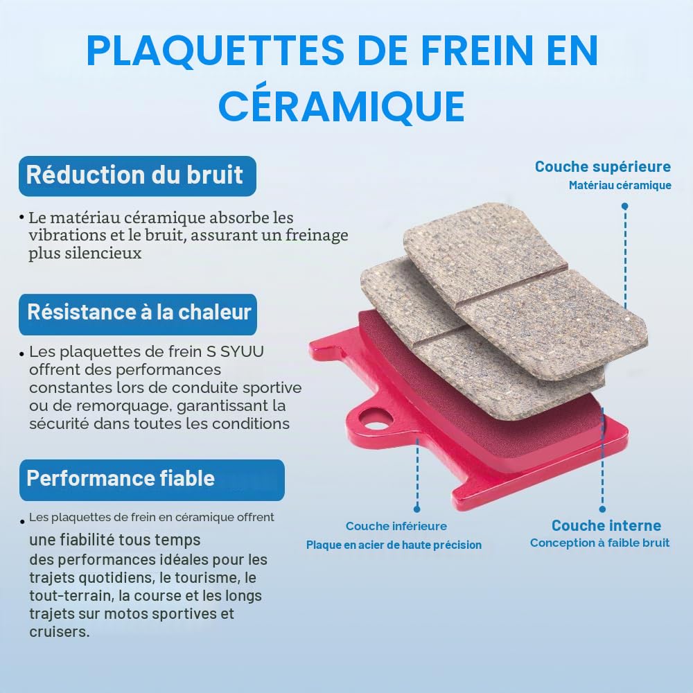 S SYUU Plaquettes de frein en céramique avant arrière de moto Compatible avec Yamaha T-Max 530 XP 530 XP 500 2013 2014 2015 2016 FJR 1300 2003 2004 2005 FA252F FA319R