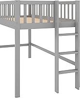 Vista 5 de Harper & Bright Designs Cama tipo loft individual con tobogán, marco de cama individual con escalera y barandilla de alta seguridad, marco de cama